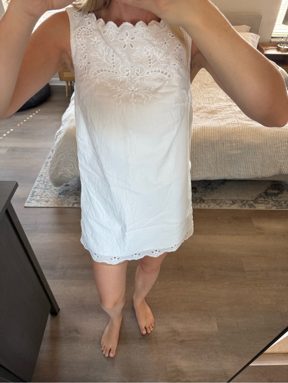 Abercrombie & Fitch White Eyelet Embroidered High Neck Mini Dress